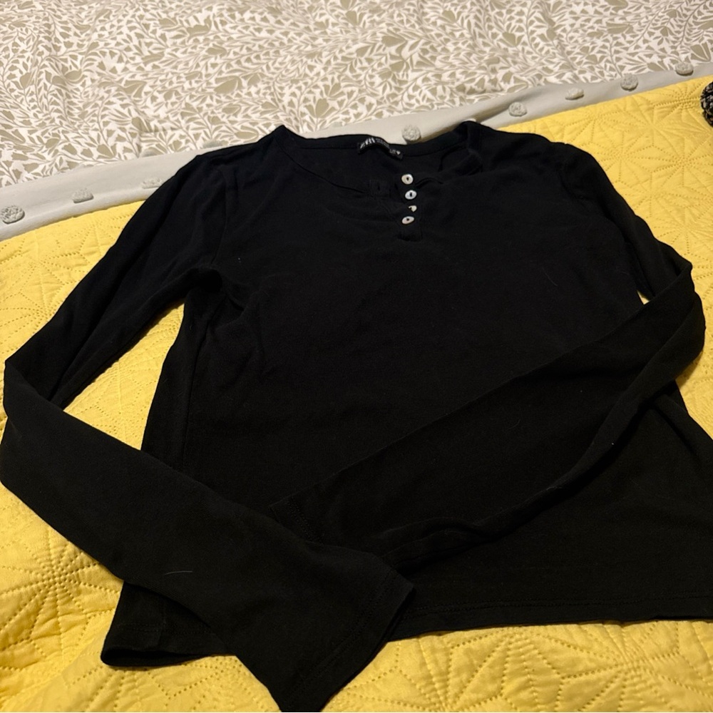 Zara Black Long Sleeve Top size large